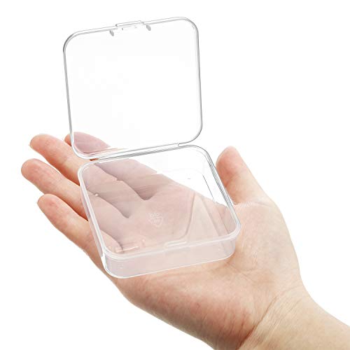 Image of SATINIOR 24 Packs Small Clear Plastic Beads Storage Containers Box with Hinged Lid for Storage of Small Items, Crafts, Jewelry, Hardware (2.5 x 2.5 x 0.8 Inches)