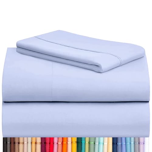 Image of LuxClub 3 PC Twin Sheet Set, Deep Pockets Wrinkle Free Cooling Bed Sheets Hotel Bedding for Women, Men, Kids & Teens, Includes 1 Fitted Sheet, 1 Flat Sheet and 1 Pillowcase-Silky Soft Sky Blue