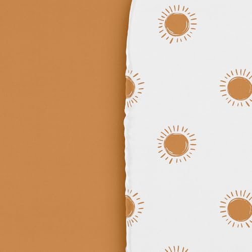 Image of Sweet Jojo Designs Orange and White Vintage Boho Sun Boy Girl Unisex /Gender Neutral Baby Bassinet Sheets Fitted Sheet Set Infant Newborn Nursery Oval Rectangle Hourglass Mattress 2p Bohemian Celestial