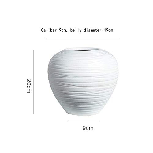 Tulpenvaas, Witte Keramiek Vaas Moderne Eenvoud Vaas, Grote Ronde Buik, Woonkamer Kantoor Vaas, 19 * 19 * 20 CM Decoratieve ornamenten (Kleur: Wit, Maat: 19 * 19 * 20 CM) - Afbeelding 4