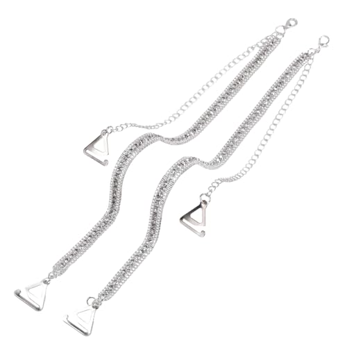 2pcs Rhinestone Bra Straps, Adjustable Decorative Bra Straps Sparkling Underwear Shoulder Chain for Women Wedding Dress