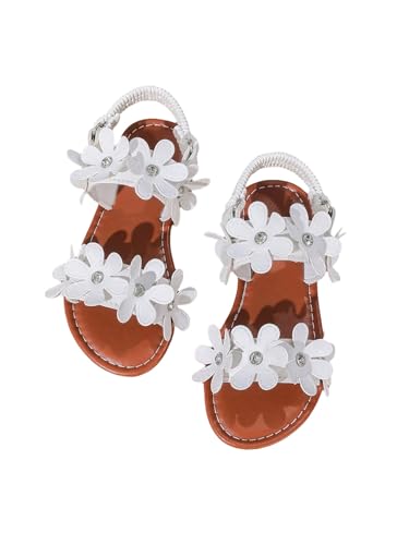 GORGLITTER Girl's Flower Sandals Dressy Ankle Strap Open Toe Flat Sandals Summer Cute Slip on Shoes
