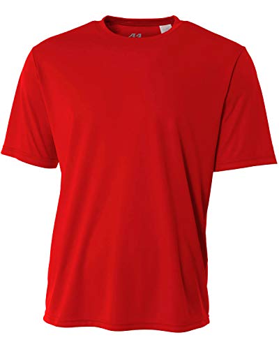 A4 Youth Short-Sleeve Cooling Performance Crew, Large, Scarlet2