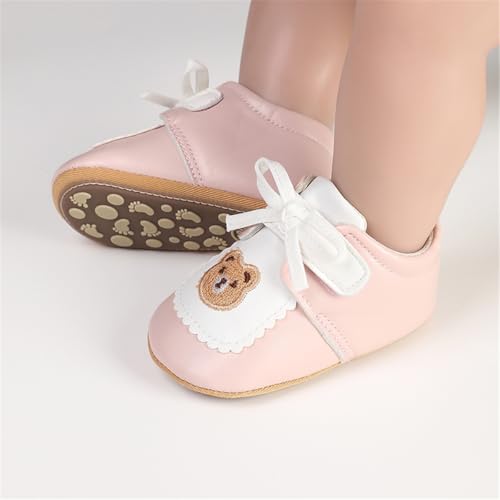 Image of HsdsBebe Baby Boys Girls Pu Leather Hard Bottom Walking Sneakers Toddler Rubber Sole First Walkers Infant Cartoon Slippers Crib Shoes