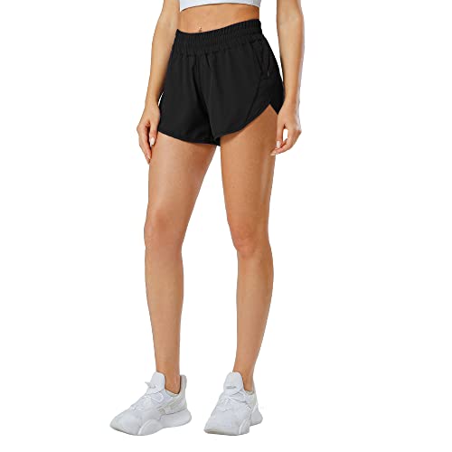 Aurefin Athletic Shorts for Women,Women's Quick Dry Workout Sports Active Running Track Shorts with Elastic and Zip Pockets4