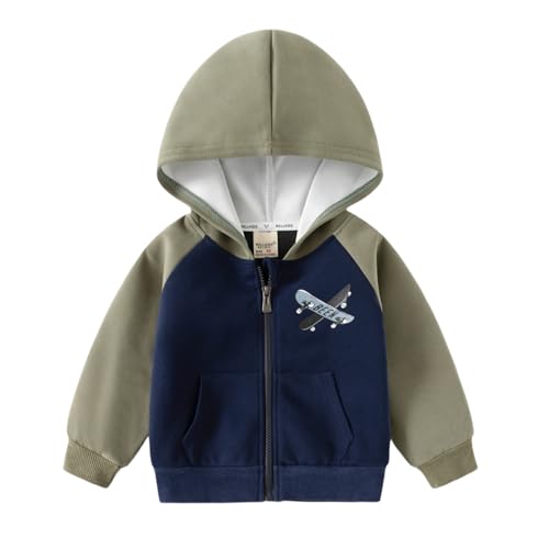 Meufam Toddler Baby Boy Girl Zip Up Hooded Coat Fashion Color Block Outweater Casual Long Sleeve Jacket with Pocket