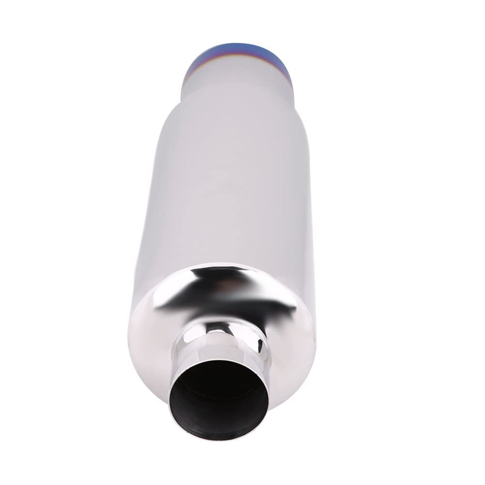 Qiilu Punta de Extremo Silenciador Tubo Escape, entrada de 4 pulgadas, punta de quemadura estilo N1 silenciador de acero inoxidable para coche tubo de escape trasero