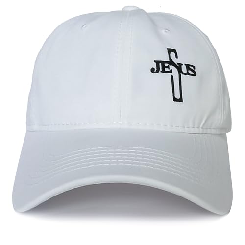 Gorra clásica ajustable con cruz bordada blanca