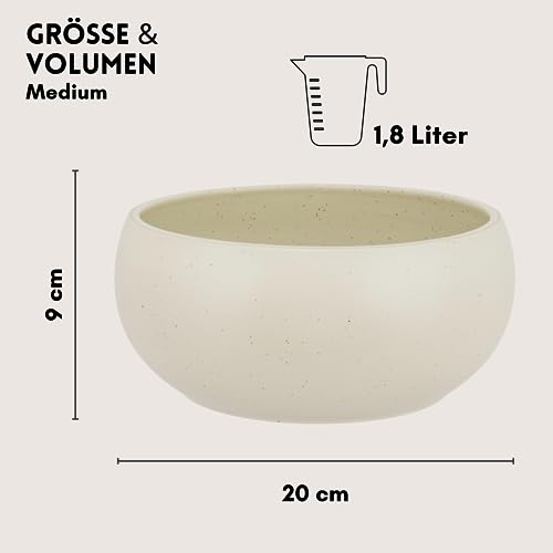 hej.mo Design Hundenapf Keramik | Creme | 20 cm Durchmesser & 1,8 L Volumen | robuster Fressnapf in stilvollem Design | spülmaschinenfest | Kratz- & bissfest | Futternapf für mittlere & große Hunde