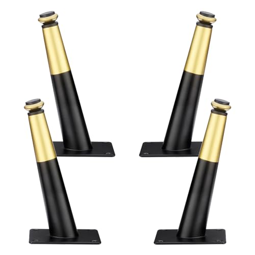 Genérico Pies para Muebles Patas de Sofá Ajustables de 4 Piezas de Acero Laminado En Frío Color Negro Y Dorado con Pintura En Aerosol Altura: 10,5-72,5 cm Patas de Gabinete: 17,5 cm/7'