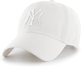 47 Brand MLB White White Primary Logo Clean Up Adjustable Baseball Cap Hat, Adult One Size Fits All - New York Yankees White