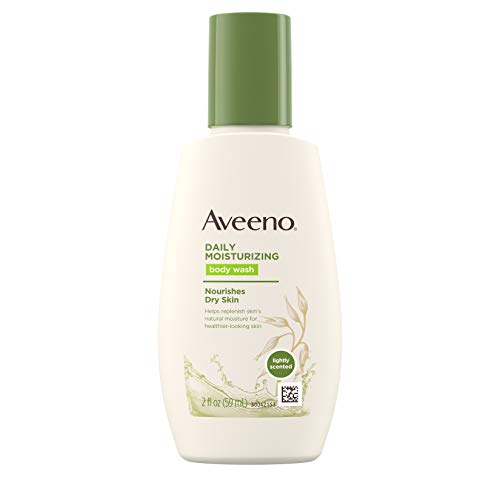 Aveeno Daily moisturizing body wash with soothing oat, creamy shower gel, soap-free and dye-free, light fragrance, 2.0 Fl Oz (Pack of 48)