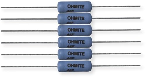 Ohmite 45F400E Pack of 6 Axial Terminal Wirewound Resistors, 5W, 400 Ohms, 460V, 20 TCR, Conformal Silicone-Ceramic Coated, Suitable for Industrial Applications