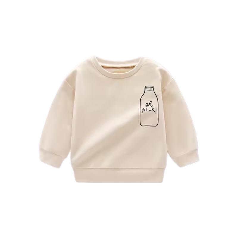 Generic Custom Unisex Kids Pullover Sweatshirt, Plain Blank Crewneck, Candy Color, Toddler Baby Hoodies (US, Age, 9 Months, Ivory)