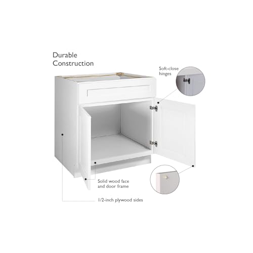 Image of Design House Brookings Kitchen Sink Base Cabinet, 48 inch, White | Floor Mount, Contemporary /Modern, Wood, Kitchen, 561514