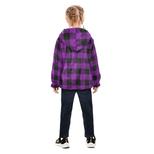 GuoChe Purple Black Plaid Classic Boys Fleece Jacket4