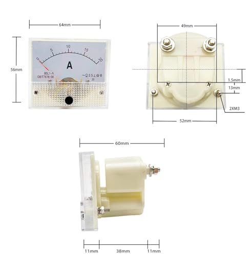 Voltaje CC medidor de aguja Voltímetro 85c1 bidireccional 10V-0-10V dimensiones 56x64 mm 2