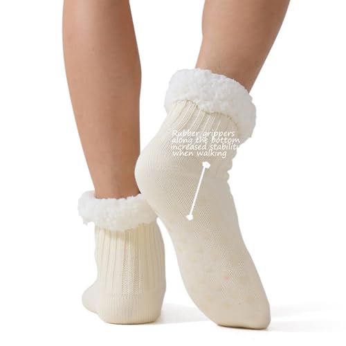 Image of Slipper Socks For Women Winter Warm Fuzzy Socks Fluffy Christmas Socks Sherpa Lining Socks with Grippers