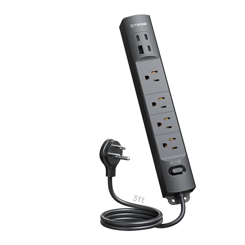 TROND Flat Plug Power Strip, Power Strip with USB Ports, 3 USB C and 1 USB A, ETL Listed, 1625W...