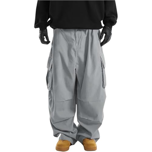 Seidarise Men's Drawstring Elastic Waist Flap Pockets Streetwear Baggy Cargo Pants Joggers Hiking Trousers2