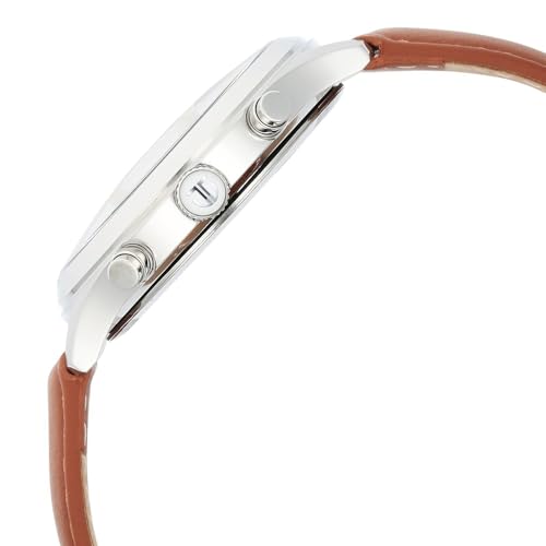 Image of Titan Sapphire Quartz Multifunction White Dial Brown Leather Strap Watch for Men - NT1874SL05