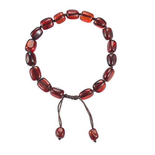 ELEGAMBER Baltic Amber raw Bracelet Gift Set -100% Certified and Authentic Premium Quality Raw Baltic Amber-True amber stone bead (red 7 inch)