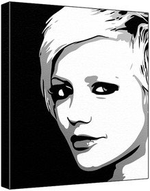 Hannah Spearritt (100% Original Painting. Not A Print ) Acrylic Paint On Deep Framed Canvas (60 x 50 x 1.8 cm) 3-Colour Black/Grey/White-image-7
