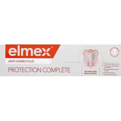 ELMEX - Dentifricio Elmex Anti-Caries Plus Cura Completa - Rimineralizza lo smalto - Protegge i denti sensibili e l'irritazione delle gengive - 75 ml