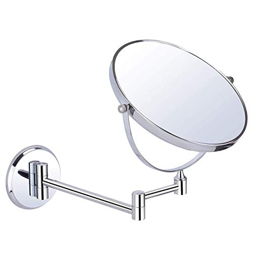 Image of Brass Dual Side Round Mirror for Bathroom 360 Swivel with Zoom View | Magnifying Shaving Makeup Vanity Mirror Wall Mounted | (Chrome)