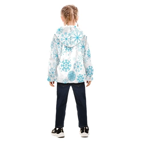 OTVEE Christmas Blue Snowflake Kids Hoodie Jacket Fall Spring Full Zip Warm Outwear Coat4