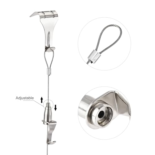 Image of uxcell Picture Hanging Wire Kit, 4Set 0.5M Hanging Wire with Large S-Hook for Home Picture Art Gallery Picture Display Kit, Load 66 Lbs