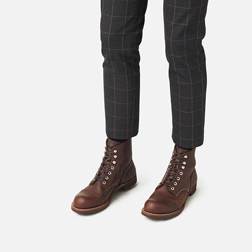 Red Wing Shoes Heritage Iron Ranger #8111 Men's 6-Inch Boot, Full Grain Oiled Leather, Vibram 430 Mini-Lug Outsole, Amber, 8 Medium (D)