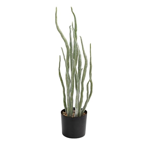 Creative Co-Op Faux Euphorbia Plant in Plastic Pot with Pebbles, Green