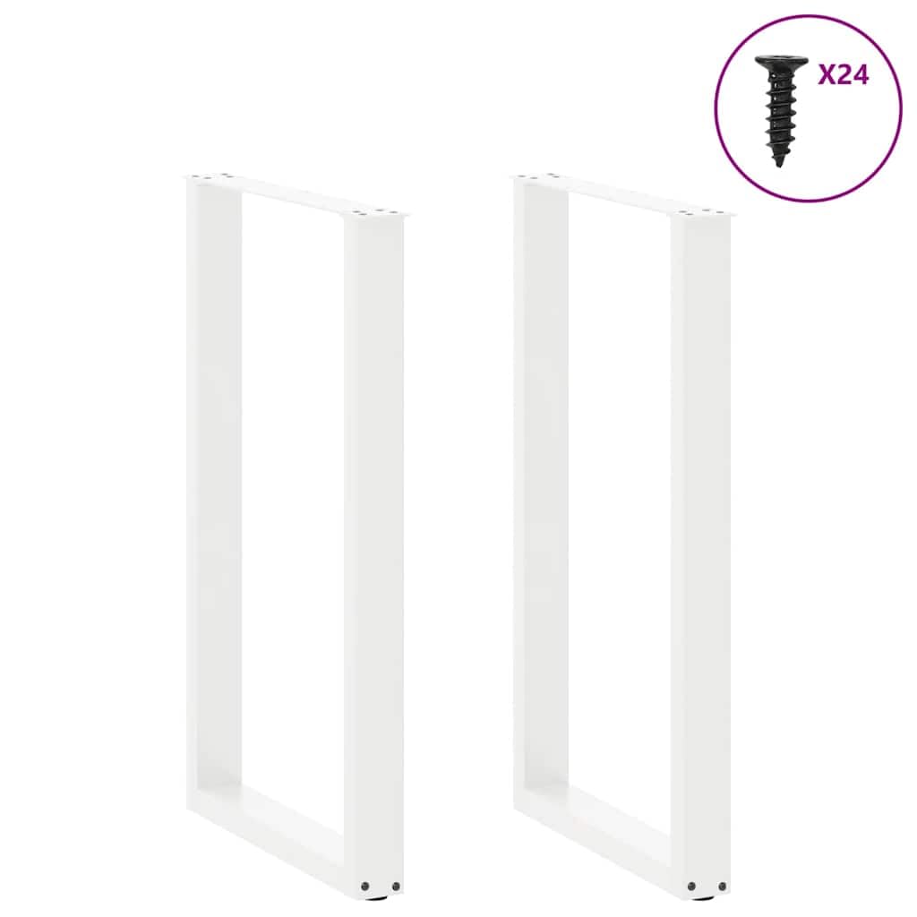 vidaXL Patas para Mesa de Bar en Forma de U (2 Unidades), Color Blanco, 60 x 100-101 cm, Acero