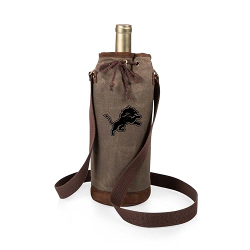 PICNIC TIME Detroit Lions Waxed Canvas Wine Tote