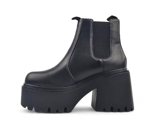 Windsorsmith Womens Black Leather Platform Ankle Chelsea Boots - Tricky4