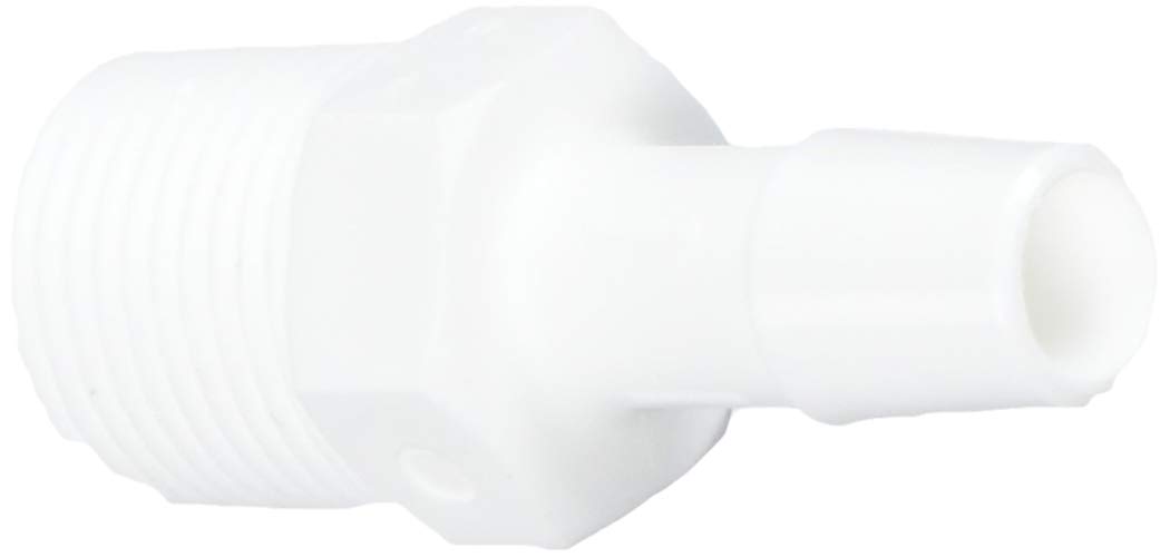 Eldon James A6-6WP White Polypropylene Adapter Fitting, 3/8-18 NPT to 3/8