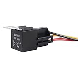 Automotive Relay with Socket Harness, 12V 40A 4-Pin SPST, Color-Coded Wires for Car Truck Motorcycle Boat (2pcs)