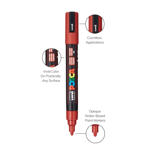 Image of Posca PC-5M Marker | 1.8-2.5 mm Bullet Shaped Tip (Warm Tone, Pack of 8)