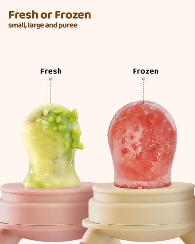 Image of 2 Packs Baby Fruit Feeder & Freezer Tray Combo, Push Pop Baby Food Feeder to Safely Introduce New Foods, Fresh & Frozen Food Silicone Feeder, 100% Food Grade, BPA Free
