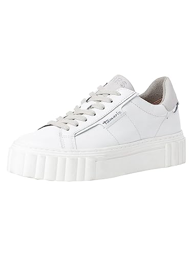 Tamaris Damen Sneaker bequem; White Leather, EU 39