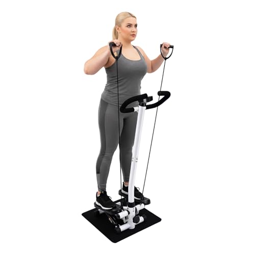 Mini stepper de fitness pour la maison, avec guidon et grandes pédales, hauteur d'entraînement réglable, vélo d'appartement pour la maison, le bureau, la...