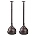 mDesign Plastic Toilet Plunger with Lift & Lock Cover Set, Compact Discreet Freestanding Storage Caddy Holder for Bathroom, Powder Room, Modern Design - Heavy Duty - Hyde Collection, 2 Pack, Bronze