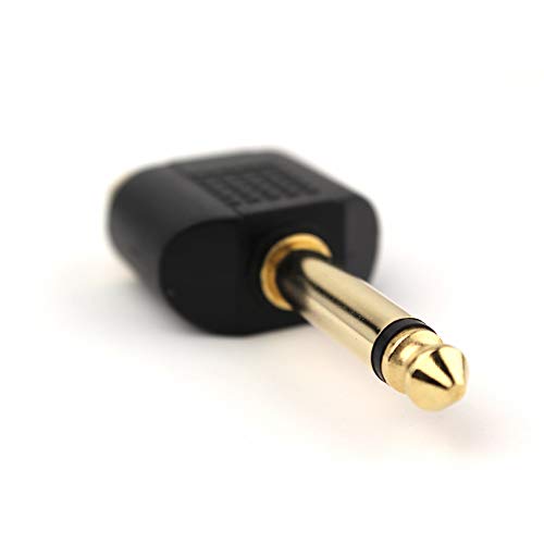 Adaptador 2 RCA Hembra a 1/4" Macho chapado en oro miniatura 2