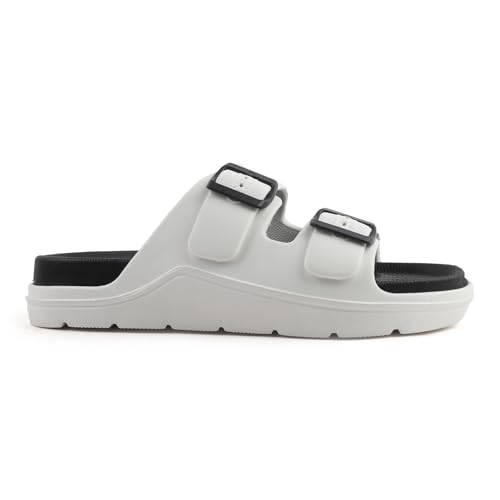 Image of Men's Double Strap EVA Slippers | Lightweight Adjustable Buckle Slides | Anti-Skid Comfortable Casual Sandals for Indoor Outdoor