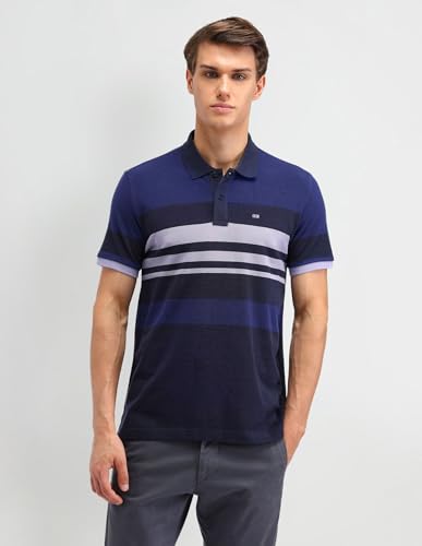 Image of Arrow Sport Men Regular fit Cotton Striped Short Sleeves Polo Shirt