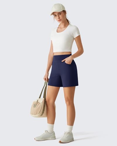 Image of G4Free EverGoing Women's Casual Shorts High Waisted 4'' / 5'' Comfy Shorts with Pockets for Yoga Workout Lounge
