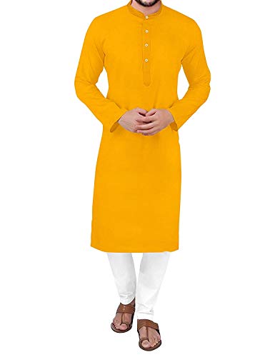 Image of Gauri Laxmi Enterprise Men Cotton Blend Straight Kurta