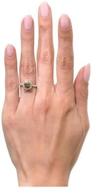 Jewels by Parijaat 2 CTTW Cushion Cut Created Brown and White Diamond Halo Wedding Engagement Ring In 14K White Gold Plated 925 Sterling Silver