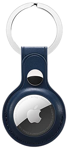 Image of M.G.R.J PU Leather Protective Key Ring Case Cover Compatible for Apple AirTag (Blue)